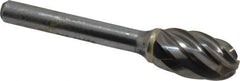 SGS Pro - 1/2" Cut Diam, 1/4" Shank Diam, Oval Head Single Cut Burr - Carbide, Radius End, 7/8" LOC, 2-5/8" OAL - All Tool & Supply