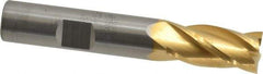 RobbJack - 1/2", 1" LOC, 1/2" Shank Diam, 3" OAL, 4 Flute, Solid Carbide Square End Mill - Single End, TiN Finish, 30° Helix, Centercutting, Right Hand Cut, Right Hand Flute, Series ST-430 - All Tool & Supply