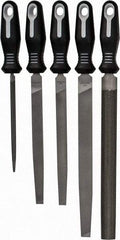 Nicholson - 5 Piece American Pattern File Set - 6", 8", 10" Long, Bastard Coarseness, Set Includes Flat, Half Round, Mill, Slim Taper - All Tool & Supply