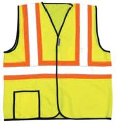 OccuNomix - Size L High Visibility Yellow Solid General Purpose Vest - 40 to 42" Chest, ANSI 107-2015, Hook & Loop Closure, 2 Pockets, Polyester - All Tool & Supply