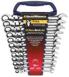 GearWrench - 12 Piece, 8mm to 19mm, Ratcheting Combination Wrench Set - Metric Measurement Standard, Chrome Finish, Comes in Tray - All Tool & Supply