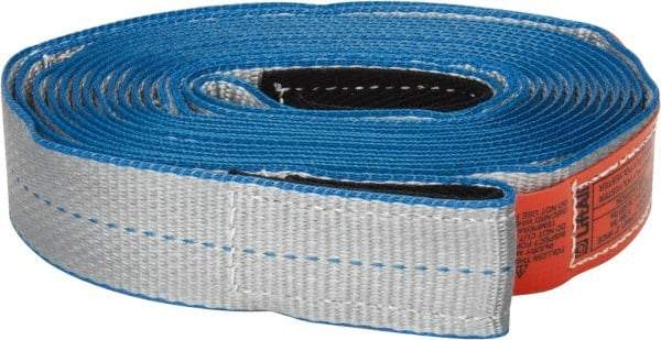 Lift-All - 20' Long x 2" Wide, 5,300 Lb Basket Capacity, 5,300 Lb Vertical Capacity, 1 Ply, Nylon Web Sling - Silver (Color) with Blue Edges - All Tool & Supply