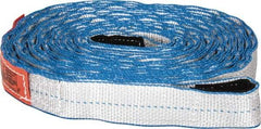 Lift-All - 30' Long x 2" Wide, 10,700 Lb Basket Capacity, 10,700 Lb Vertical Capacity, 2 Ply, Nylon Web Sling - Silver (Color) with Blue Edges - All Tool & Supply