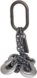 Lift-All - 5' Long x 3-1/2" Wide, 7,400 Lb Basket Capacity, Alloy Steel Web Sling - 7,400 Lb Choker Capacity, DOS Chain Sling, 9/32" Diam Chain, Natural, Double Style - All Tool & Supply