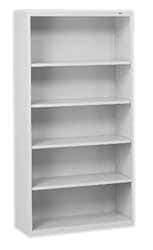 Tennsco - 5 Shelf, 66" High x 34-1/2" Wide Bookcase - 13-1/2" Deep, Steel, Putty - All Tool & Supply