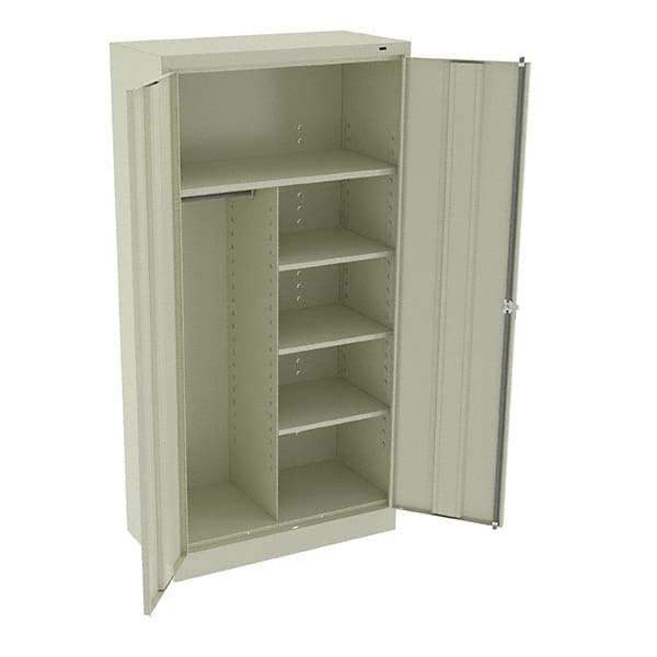 Tennsco - 6 Shelf Combination Storage Cabinet - Steel, 36" Wide x 18" Deep x 72" High, Putty - All Tool & Supply