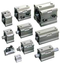 SMC PNEUMATICS - 1-9/16" Stroke x 1-1/2" Bore Double Acting Air Cylinder - 1/8 Port, 3/8-24 Rod Thread, 145 Max psi, 15 to 160°F - All Tool & Supply