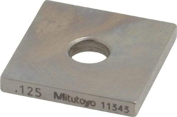 Mitutoyo - 0.125" Square Steel Gage Block - Accuracy Grade 0, Includes Certificate of Inspection - All Tool & Supply