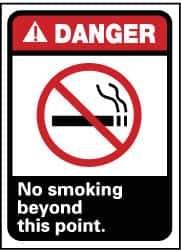 NMC - "Danger - No Smoking Beyond This Point", 14" Long x 10" Wide, Pressure-Sensitive Vinyl Safety Sign - Rectangle, 0.004" Thick, Use for Accident Prevention - All Tool & Supply