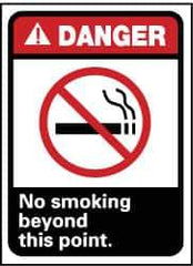 NMC - "Danger - No Smoking Beyond This Point", 14" Long x 10" Wide, Rigid Plastic Safety Sign - Rectangle, 0.05" Thick, Use for Accident Prevention - All Tool & Supply