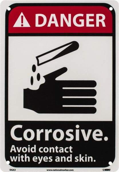 NMC - "Danger - Corrosive - Avoid Contact with Eyes and Skin", 10" Long x 7" Wide, Rigid Plastic Safety Sign - Rectangle, 0.05" Thick, Use for Accident Prevention - All Tool & Supply