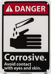 NMC - "Danger - Corrosive - Avoid Contact with Eyes and Skin", 10" Long x 7" Wide, Rigid Plastic Safety Sign - Rectangle, 0.05" Thick, Use for Accident Prevention - All Tool & Supply