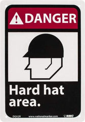 NMC - "Danger - Hard Hat Area", 10" Long x 7" Wide, Rigid Plastic Safety Sign - Rectangle, 0.05" Thick, Use for Accident Prevention - All Tool & Supply