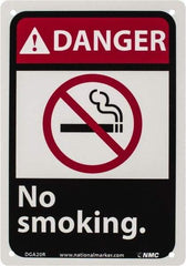 NMC - "Danger - No Smoking", 10" Long x 7" Wide, Rigid Plastic Safety Sign - Rectangle, 0.05" Thick, Use for Accident Prevention - All Tool & Supply