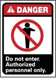 NMC - "Danger - Do Not Enter - Authorized Personnel Only", 10" Long x 7" Wide, Rigid Plastic Safety Sign - Rectangle, 0.05" Thick, Use for Security & Admittance - All Tool & Supply