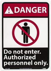 NMC - "Danger - Do Not Enter - Authorized Personnel Only", 14" Long x 10" Wide, Rigid Plastic Safety Sign - Rectangle, 0.05" Thick, Use for Security & Admittance - All Tool & Supply