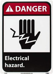 NMC - "Danger - Electrical Hazard", 14" Long x 10" Wide, Rigid Plastic Safety Sign - Rectangle, 0.05" Thick, Use for Accident Prevention - All Tool & Supply