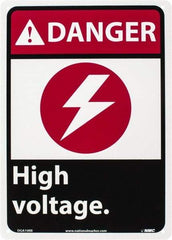 NMC - "Danger - High Voltage", 14" Long x 10" Wide, Rigid Plastic Safety Sign - Rectangle, 0.05" Thick, Use for Accident Prevention - All Tool & Supply