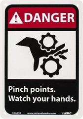 NMC - "Danger - Pinch Points - Watch Your Hands", 10" Long x 7" Wide, Rigid Plastic Safety Sign - Rectangle, 0.05" Thick, Use for Accident Prevention - All Tool & Supply