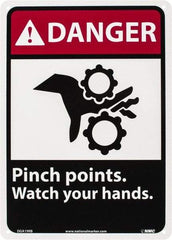 NMC - "Danger - Pinch Points - Watch Your Hands", 14" Long x 10" Wide, Rigid Plastic Safety Sign - Rectangle, 0.05" Thick, Use for Accident Prevention - All Tool & Supply