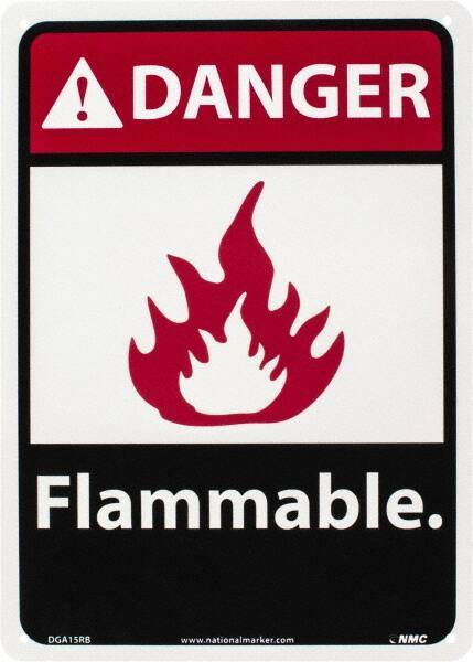 NMC - Danger - Flammable, Plastic Fire Sign - 10" Wide x 14" High - All Tool & Supply