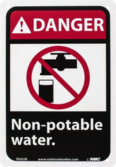 NMC - "Danger - Non-Potable Water", 10" Long x 7" Wide, Rigid Plastic Safety Sign - Rectangle, 0.05" Thick, Use for Restroom, Janitorial & Housekeeping - All Tool & Supply