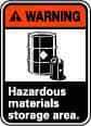 NMC - "Warning - Hazardous Material Storage Area", 10" Long x 7" Wide, Pressure-Sensitive Vinyl Safety Sign - Rectangle, 0.004" Thick, Use for Hazardous Materials - All Tool & Supply