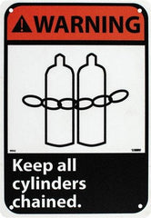 NMC - "Warning - Keep All Cylinders Chained", 10" Long x 7" Wide, Rigid Plastic Safety Sign - Rectangle, 0.05" Thick, Use for Accident Prevention - All Tool & Supply