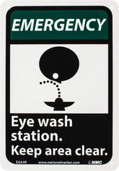 NMC - "Emergency - Eye Wash Station - Keep Area Clear", 10" Long x 7" Wide, Rigid Plastic Safety Sign - Rectangle, 0.05" Thick, Use for First Aid - All Tool & Supply