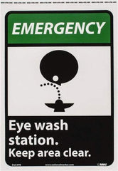 NMC - "Emergency - Eye Wash Station - Keep Area Clear", 14" Long x 10" Wide, Pressure-Sensitive Vinyl Safety Sign - Rectangle, 0.004" Thick, Use for First Aid - All Tool & Supply