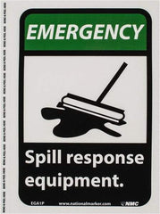 NMC - "Emergency - Spill Response Equipment", 10" Long x 7" Wide, Pressure-Sensitive Vinyl Safety Sign - Rectangle, 0.004" Thick, Use for Accident Prevention - All Tool & Supply