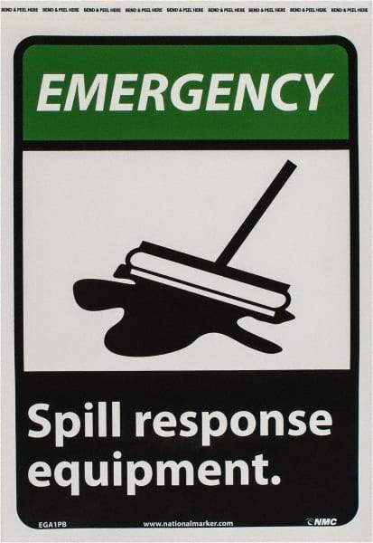 NMC - "Emergency - Spill Response Equipment", 14" Long x 10" Wide, Pressure-Sensitive Vinyl Safety Sign - Rectangle, 0.004" Thick, Use for Accident Prevention - All Tool & Supply