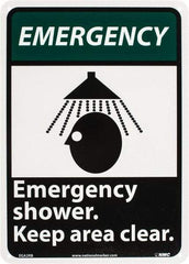 NMC - "Emergency - Emergency Shower - Keep Area Clear", 14" Long x 10" Wide, Rigid Plastic Safety Sign - Rectangle, 0.05" Thick, Use for First Aid - All Tool & Supply