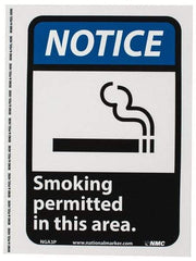 NMC - "Notice - Smoking Permitted in This Area", 10" Long x 7" Wide, Pressure-Sensitive Vinyl Safety Sign - Rectangle, 0.004" Thick, Use for Security & Admittance - All Tool & Supply