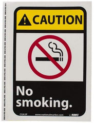 NMC - "Caution - No Smoking", 10" Long x 7" Wide, Pressure-Sensitive Vinyl Safety Sign - Rectangle, 0.004" Thick, Use for Accident Prevention - All Tool & Supply