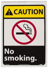 NMC - "Caution - No Smoking", 14" Long x 10" Wide, Pressure-Sensitive Vinyl Safety Sign - Rectangle, 0.004" Thick, Use for Accident Prevention - All Tool & Supply