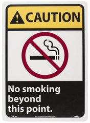 NMC - "Caution - No Smoking Beyond This Point", 14" Long x 10" Wide, Rigid Plastic Safety Sign - Rectangle, 0.05" Thick, Use for Accident Prevention - All Tool & Supply