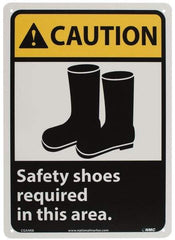 NMC - "Caution - Safety Shoes Required in This Area", 14" Long x 10" Wide, Rigid Plastic Safety Sign - Rectangle, 0.05" Thick, Use for Accident Prevention - All Tool & Supply