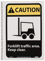 NMC - "Caution - Forklift Traffic Area - Keep Clear", 10" Long x 7" Wide, Pressure-Sensitive Vinyl Safety Sign - Rectangle, 0.004" Thick, Use for Accident Prevention - All Tool & Supply