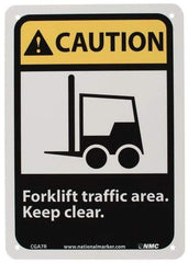 NMC - "Caution - Forklift Traffic Area - Keep Clear", 10" Long x 7" Wide, Rigid Plastic Safety Sign - Rectangle, 0.05" Thick, Use for Accident Prevention - All Tool & Supply