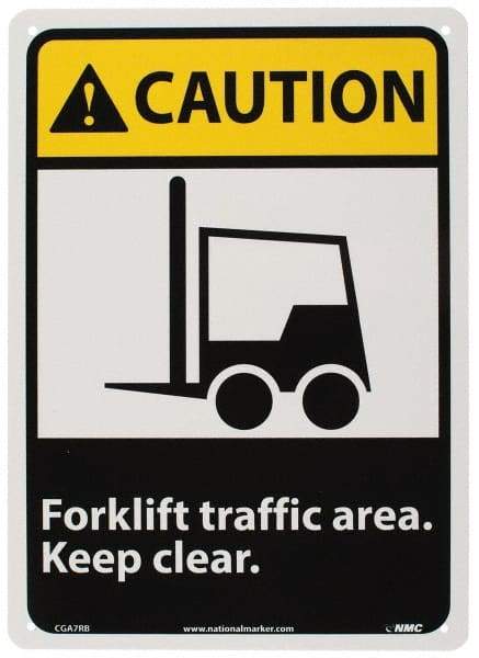 NMC - "Caution - Forklift Traffic Area - Keep Clear", 14" Long x 10" Wide, Rigid Plastic Safety Sign - Rectangle, 0.05" Thick, Use for Accident Prevention - All Tool & Supply