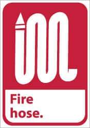 NMC - Fire Hose, Pressure Sensitive Vinyl Fire Sign - 10" Wide x 14" High - All Tool & Supply