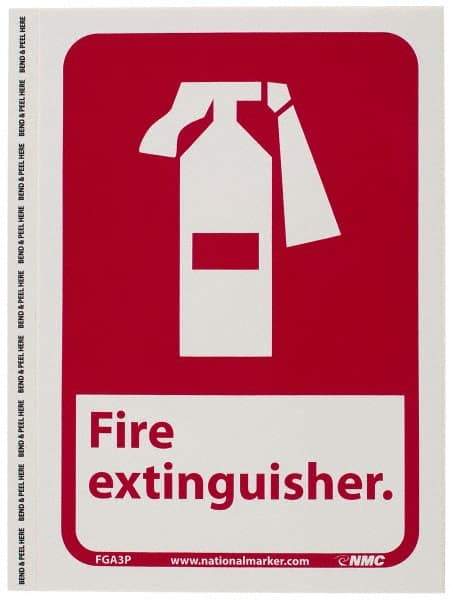 NMC - Fire Extinguisher, Pressure Sensitive Vinyl Fire Sign - 7" Wide x 10" High - All Tool & Supply