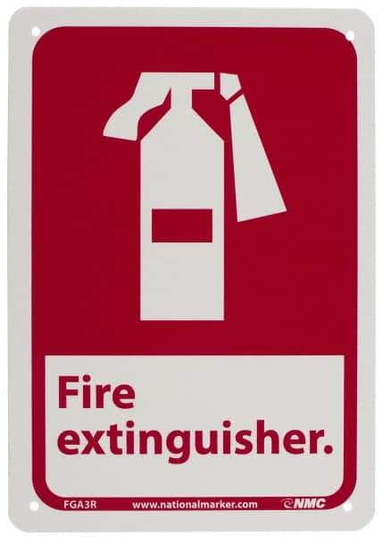 NMC - Fire Extinguisher, Plastic Fire Sign - 7" Wide x 10" High - All Tool & Supply