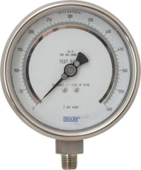 Wika - 4" Dial, 1/4 Thread, 0-600 Scale Range, Pressure Gauge - Lower Connection Mount, Accurate to 0.25% of Scale - All Tool & Supply