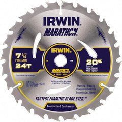 Irwin - 6-1/2" Diam, 5/8" Arbor Hole Diam, 18 Tooth Wet & Dry Cut Saw Blade - Carbide-Tipped, Framing & Ripping Action, Standard Round Arbor - All Tool & Supply