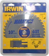 Irwin - 10" Diam, 5/8" Arbor Hole Diam, 40 Tooth Wet & Dry Cut Saw Blade - Carbide-Tipped, General Purpose Action, Standard Round Arbor - All Tool & Supply