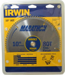 Irwin - 10" Diam, 5/8" Arbor Hole Diam, 80 Tooth Wet & Dry Cut Saw Blade - Carbide-Tipped, Finishing & Trimming Action, Standard Round Arbor - All Tool & Supply