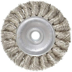 Anderson - 3" OD, 1/2" Arbor Hole, Knotted Stainless Steel Wheel Brush - 3/8" Face Width, 5/8" Trim Length, 0.014" Filament Diam, 25,000 RPM - All Tool & Supply