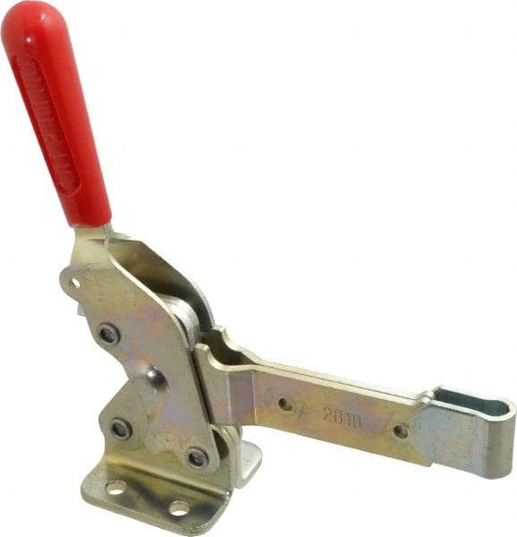 De-Sta-Co - 1,400 Lb Holding Capacity, Vertical Handle, Manual Hold Down Toggle Clamp - 66° Handle Movement, 78° Bar Opening, Solid Bar, Flanged Base, Electro-Plated Zinc, Carbon Steel - All Tool & Supply